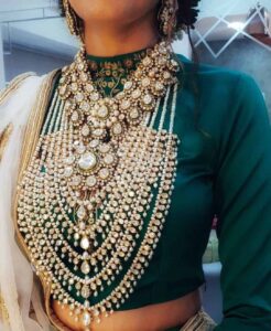 wedding gold long necklace design