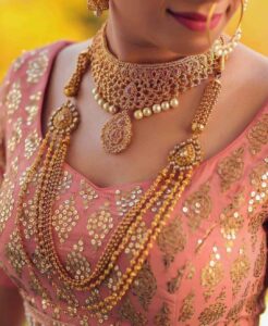 wedding gold long necklace design